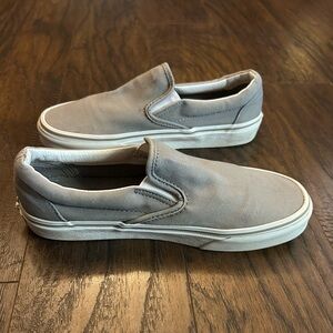 Vans Classic Slip-On Canvas Sneakers Grey Gray Unisex Women 7.5 Men 6